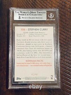 09 Bowman Black Stephen Curry RC BGS 9 Mint /48? Steph Rookie High End? Grail