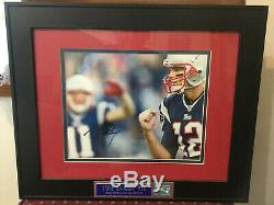 #12 Tom Brady Autograph 11x14 Photo Framed with COA Hand Signed/Auto Patriots