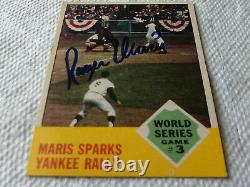 1963 Roger Maris Hand Signed Autographed Topps World Series 3 # 144