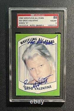 1982 Wrestling All Stars Greg Valentine Signed SGC 8 NM-MT Auth Auto Series B