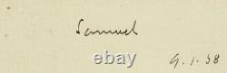 1st Viscount Herbert Samuel Hand Signed 3X5 Card Dated 1938 COA
