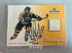 2000-01 UD MVP Stanley Cup Edition Ray Bourque Auto + Used Stick SP Buyback /20