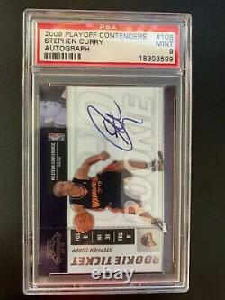 2009-10 Playoff Contenders STEPHEN CURRY ROOKIE Ticket Auto #106 PSA 9 Warriors