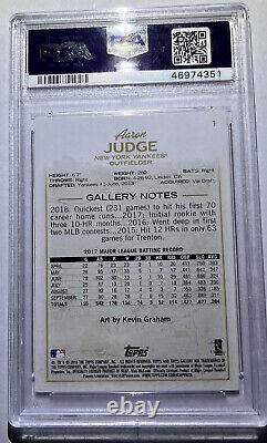 2018 Topps Gallery Aaron Judge #1 PSA 9 Hand Signed In Person AUTOGRAPH