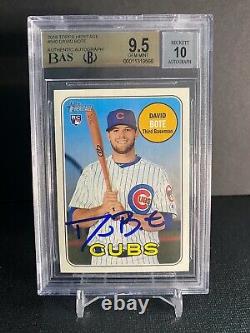 2018 Topps Heritage David Bote RC Rookie Hand Signed Autograph BAS 9.5/10