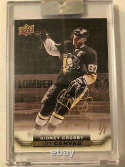 2019-20 Ud Upper Deck Buybacks Sidney Crosby Canvas Gold Ink Auto Hand Num. 1/1