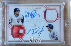 2019 Topps Definitive Kris Bryant Ryne Sandberg Dual Auto Jersey Patch Card 1/1