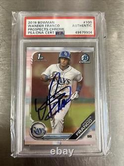 2019 Wander Franco Hand Signed 1st Bowman Auto Chrome. PSA/DNA Certified