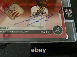 2020 Topps NOW 369D Ronald Acuna Jr AUTO Ball Relic /10 RED Braves IN HAND