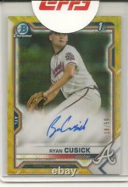 2021 Bowman Chrome Draft Ryan Cusick SP Gold Wave Autograph /50 FY Auto In Hand