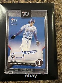 2021 Topps Now #602B JONAH HEIM Texas Ranagers BLUE Auto /49 IN HAND
