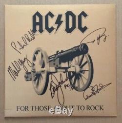 AC/DC Group Hand Signed Autographed For Those About To Rock Album By All Five