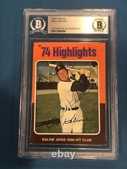 AL KALINE Signed 1975 TOPPS Card #4 Beckett Authenticated (BAS)