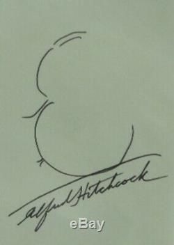 Alfred Hitchcock original hand signed autograph Self Portrait Sketch