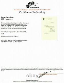 Allied Commander Lyman Lemnitzer Hand Signed TLS Dated 1963 JG Autographs COA