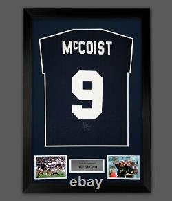 Ally McCoist Hand Signed Dark Blue Player T-Shirt In A Framed Presentation