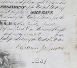 Andrew Johnson Naval Appointment- Rare Hand Signed, Not Stamp