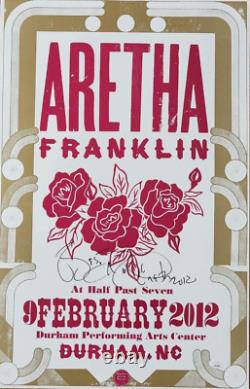 Aretha Franklin REAL hand SIGNED Hatch Print Show Poster JSA COA Autographed