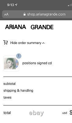 Ariana Grande Hand Signed CD Positions Autographed Full Longer Signature Rare