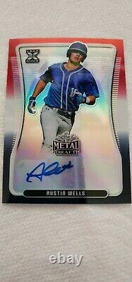 Austin Wells 2020 Leaf Metal Draft Red White Blue Prizm Rookie Auto 7/10 Mint