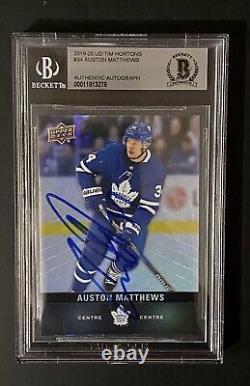 Auston Matthews SIGNED 2019-20 UD Tim Hortons #33 Maple Leafs BAS Slab Auto