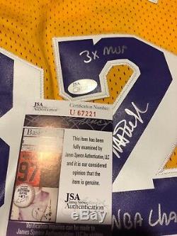 Autographed Magic Johnson Los Angeles Lakers hand written star jersey JSA signed