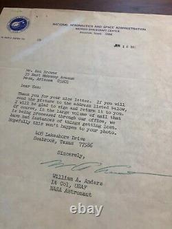 BILL ANDERS Beckett BAS Hand Signed Autograph NASA LETTER Apollo 8 William