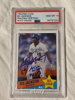 BO JACKSON RARE Topps ALL Star PSA 10 SIGNED Auto INSCRIBED KC Royals RAIDERS