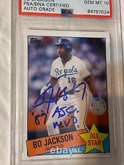 BO JACKSON RARE Topps ALL Star PSA 10 SIGNED Auto INSCRIBED KC Royals RAIDERS