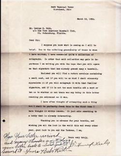 Babe Ruth Signed Hand Written Note Letter Autographed Baseball Yankees PSA 8