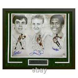 Big Three Larry Bird, Kevin McHale, Robert Parish Hand Signed & Framed Boston Ce