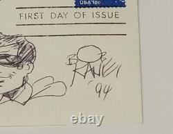Bob Kane Signed Hand Drawn Sketch Batman + Robin Autograph PSA DNA Auto Artist