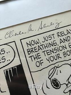 CHARLES M. SCHULZ Hand Signed SNOOPY ARTWORK Peanuts Autograph Comic Strip