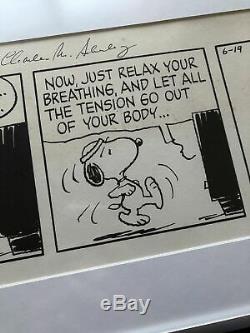 CHARLES M. SCHULZ Hand Signed SNOOPY ARTWORK Peanuts Autograph Comic Strip