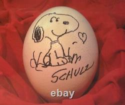 CHARLES SCHULZ Hand Signed Autographed Ostrich Egg SNOOPY PEANUTS