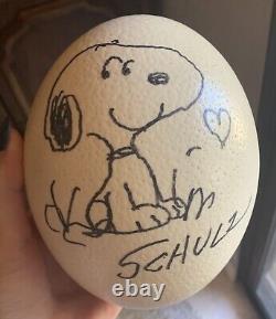 CHARLES SCHULZ Hand Signed Autographed Ostrich Egg SNOOPY PEANUTS