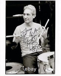CHARLIE WATTS HAND SIGNED 8x10 PHOTO ROLLING STONES DRUMMER TO JERRY JSA