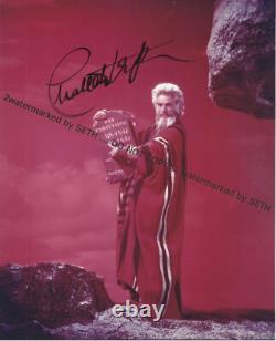 CHARLTON HESTON Moses 10 Commandments hand signed photograph autographed photo
