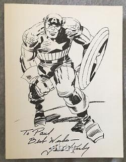 Captain America black & white print Hand signed by Jack Kirby Autograph COA