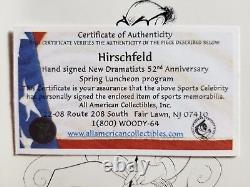 Caricaturist Al Hirschfeld Hand Signed Program JG Autographs COA