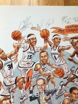 Carmelo Anthony Hand Signed 2003 Syracuse Print+boeheim+hakim+gmac Photo Proof