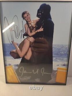 Carrie Fisher & James Earl Jones Hand Signed Autographed Star Wars Photo With COA