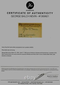 Composer George Balch Nevin Hand Signed AMQS JG Autographs COA