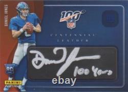 Daniel Jones Signed Panini Instant Centennial Leather NFL 100 Years Card #cl-3