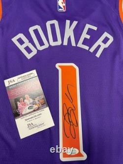 Davin Booker Violet Jersey PHX Hand Signed Autographed BAS COA