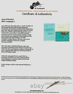 Department of Calvados Anne d'Ornano Hand Signed TLS Card JG Autographs COA