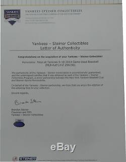 Derek Jeter Hand Signed Autographed Game Used 2014 MLB Baseball Framed Steiner