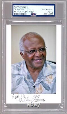 Desmond Tutu Hand Signed Color Photo Archbishop South Africa Psa Slabbed