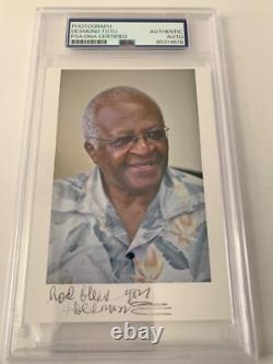 Desmond Tutu Hand Signed Color Photo Archbishop South Africa Psa Slabbed
