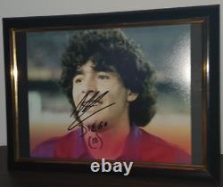Diego Maradona Hand Signed Photo With Coa Framed 8x10 Autograph
